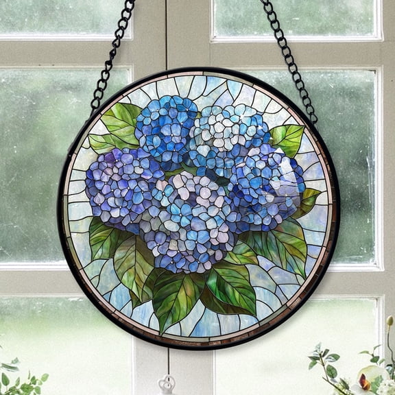 Couple Christmas Gift - Blue Purple Dark Clouds Lightning Sun Christmas Stained Glass Hanging Ornament - Festive Garland Tree Decoration, Gift for Family & Friends, 2025 Keepsake