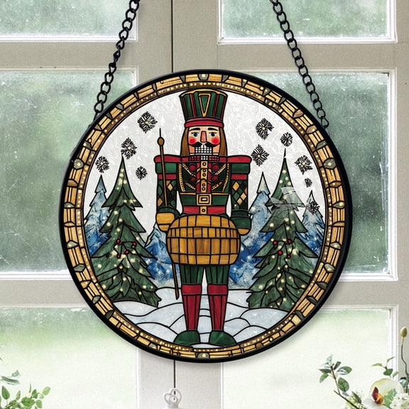 Couple Christmas Gift - Christmas Wooden Nutcracker Halloween Christmas Stained Glass Hanging Ornament - Holiday Tree Decoration, Christmas Gift for Dad, Mom, Family & Friends, Keepsake 2025