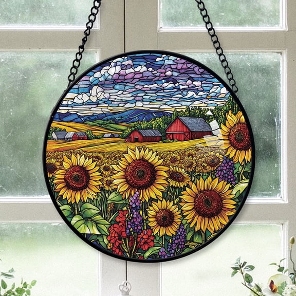 Couple Christmas Gift - Farm Christmas Stained Glass Hanging Ornament - Holiday Tree Decoration, Christmas Gift for Parents, Family & Friends, Keepsake 2025