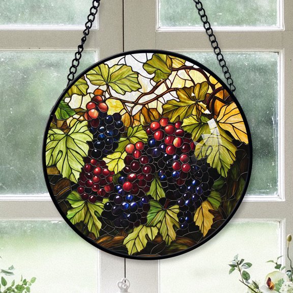 Couple Christmas Gift - Grapes Christmas Stained Glass Hanging Ornament - Holiday Tree Decoration, Christmas Gift for Parents, Family & Friends, Keepsake 2025