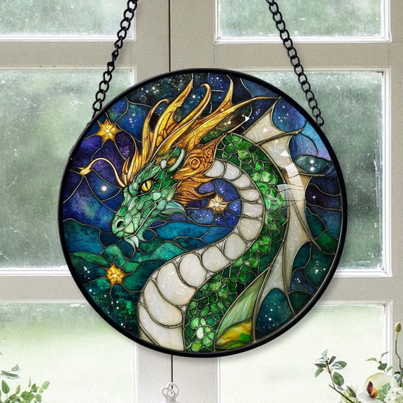 Couple Christmas Gift - Mystical Dragon Head Christmas Stained Glass Hanging Ornament - Festive Garland Tree Decoration, Gift for Family & Friends, 2025 Keepsake