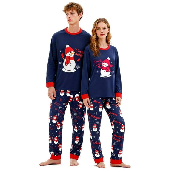 Couple Christmas Pajamas Adults Santa Christmas Long Sleepwear Matching Christmas Pyjamas for Men Women