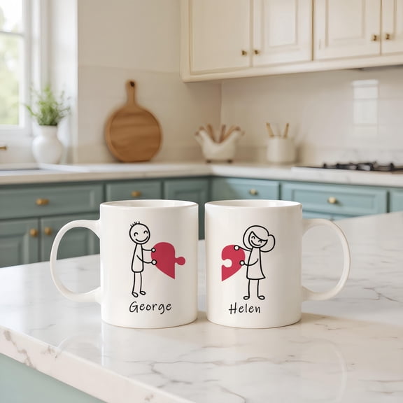 Couple Coffee Mugs, Romantic Gift for Him & Her, Valentine Personalized Gift