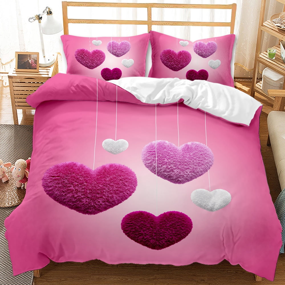 Couple Comforter Cover Red Love Heart Bedding Sets Romantic Wedding