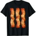 thumbnail image 1 of Couple Costume, Best Friend Costume, Bacon strips T-ShirtMen and women, Black T-shirt, size: Extra large, 1 of 4