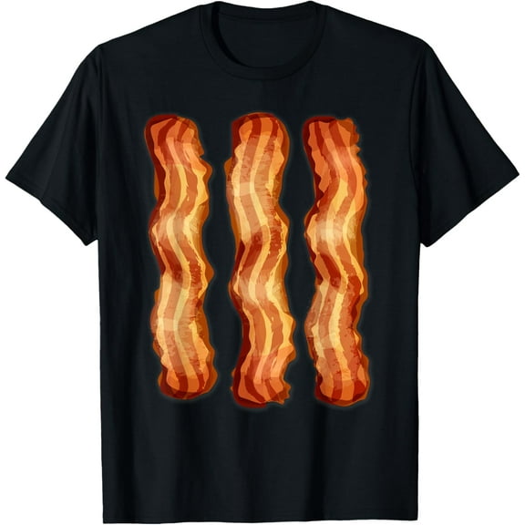 Couple Costume, Best Friend Costume, Bacon strips T-ShirtMen and women, Black T-shirt, size: Extra large