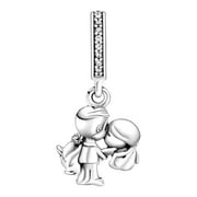 TIKINGAN Couple Cubic Zirconia Family Charms Heart Beads Mom Charms Birthday Christmas Jewelry Gifts Women Workout Watch Earrings for Wedding Guest Couples Watches Mens Smart Watches Silicone Watch