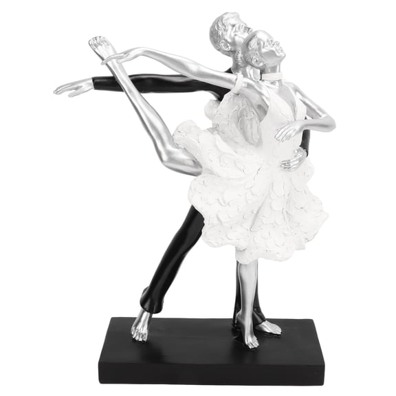 Couple Dancing Sculpture Modern Simple Innovative Resin Hand Crafted Couple Dancing Abstract Statue Silver Ballet Dance