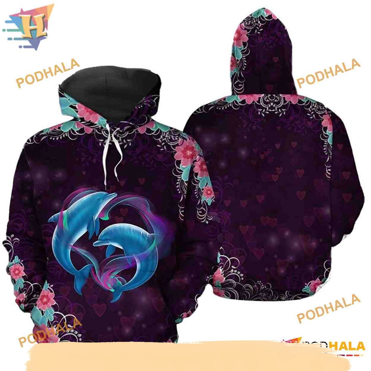 Couple Dolphin Pattern Unisex Print All 3D Christmas Hoodie - Walmart.com