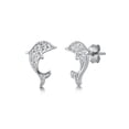 thumbnail image 1 of Couple Dophin Stud Earrings, Sterling Silver 925 With CZ Jewelry, 1 of 2