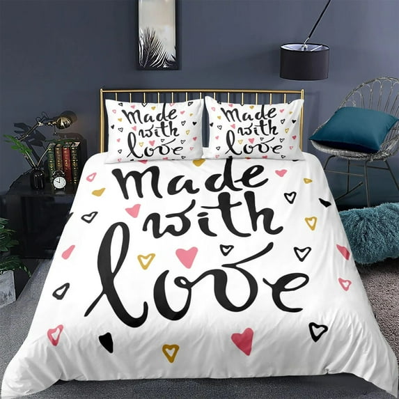 Couple Duvet Cover Set Black White Crown Love Comforter Cover Microfiber Bedding Sets for Boys /King/Full/Twin Size