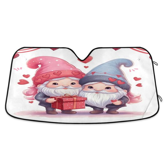 Couple Dwarf and Gift Car Windshield Sun Shade Foldable Car Front Window Visor Heat and UV Protection 53x23.5