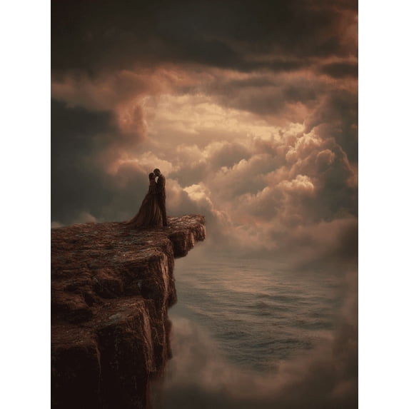 Couple Embrace Romantic Seascape Canvas Print Hotel Wall Art