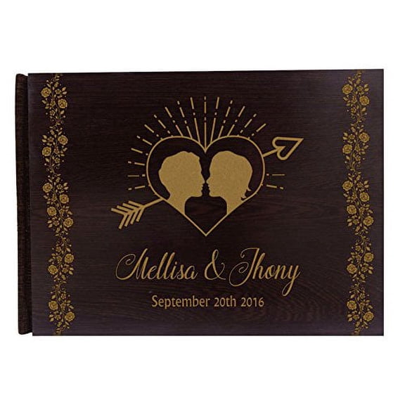 Couple Engraved Personalized Wood Wooden Guest Book Advice Book Custom Rustic Wedding Guestbook - 50 Pages