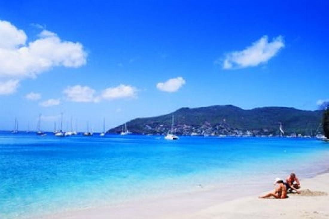 Couple Enjoying Princess Margaret Beach in Bequia Grenadines Canvas Art - Bill Bachmann DanitaDelimont (18 x 12)