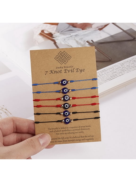 Couple Evil Eye Bracelets Men and Women Evil Eye 7 Knot Lucky Bracelets Adjustable Red String Amulet for Women Men Little Boys & Girls