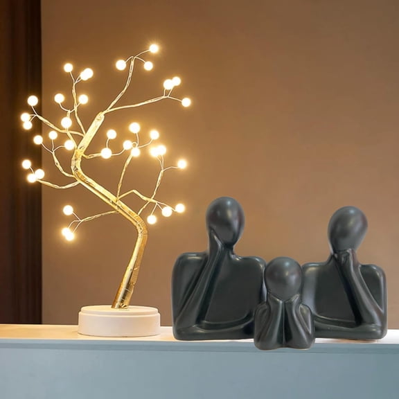 Couple Family Statue, Ceramic Thinker Sculpture, Table Artifact, Black Color | Home Decor Items For Living Room Show Piece | Thoughtful Gift, Occasion - Christmas, Earth Day - Set Of 3
