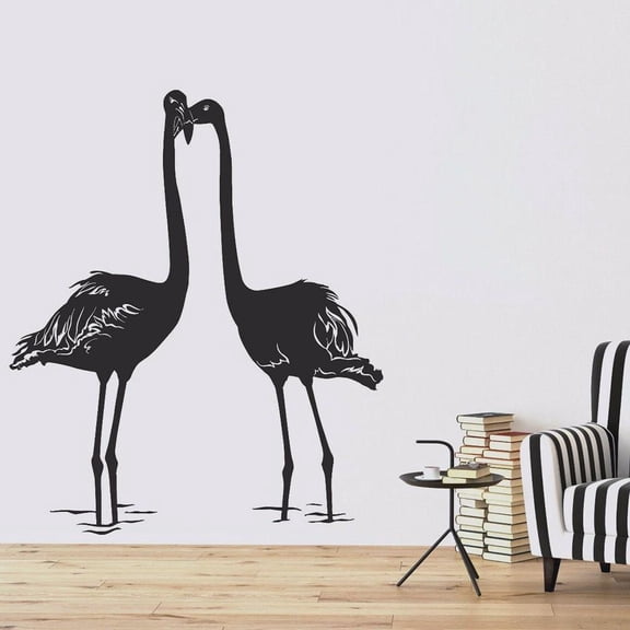 Couple Flamingo Wall Decal Romantic Love Happiness Animals Door Window Vinyl Stickers Bedroom Living Room Home Decor Mural 42x35cm