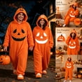 thumbnail image 1 of Couple Flannel Jack O Lantern One Piece Pajamas Zip Hooded Oversized Adult Halloween Cosplay Outfits Daily Party Loungewear Orange XL, 1 of 8