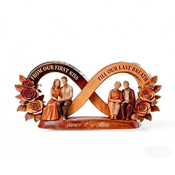 Couple Forever Together Figurine, Vintage Elderly Pair Tabletop Ornament, Romantic Resin Decor Gift for Wedding Anniversary Couple Lovers Home Desk Display