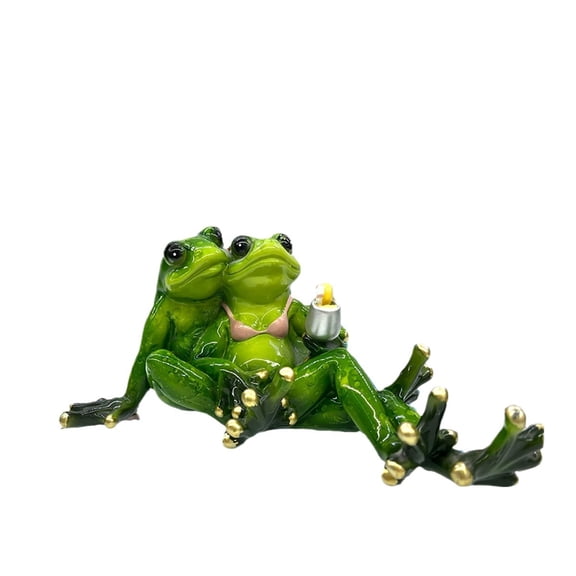 Couple Frog Ornament, Resin Statue for Halloween Christmas Holiday Gifts, Resin Collectible Tabletop Decoration,Green
