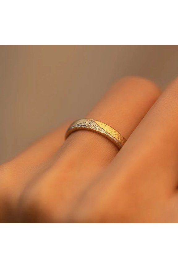 Couple Geometry Copper Ring Set Electroplated Mountain Theme Niche Style Unisex Jewelry Gift Minimalist Modern Design