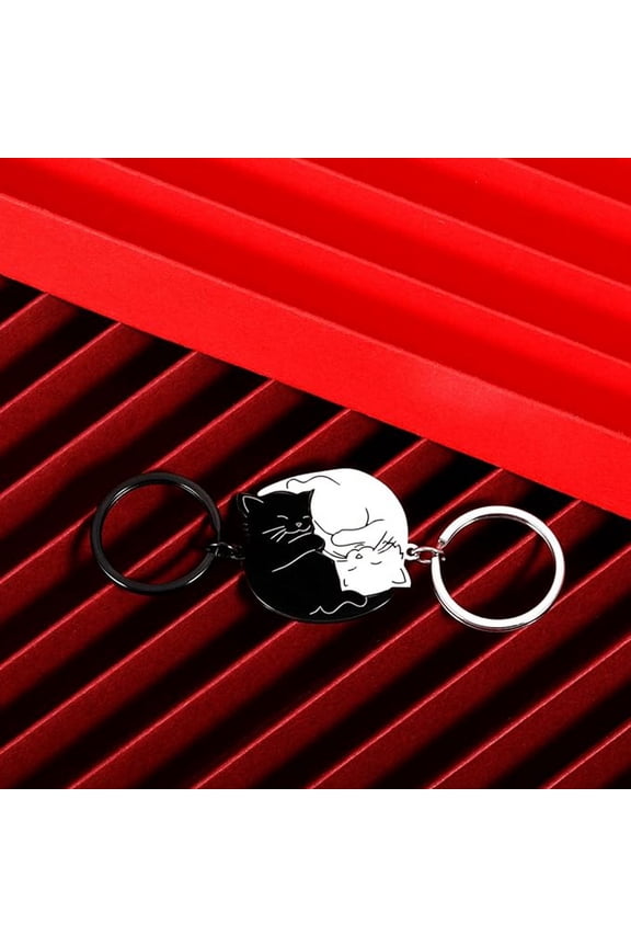 Couple Gift Keychain Cute Valentine's Day Gifts for ,Her,Cat Lover, Husband Wife, Birthday New Yea