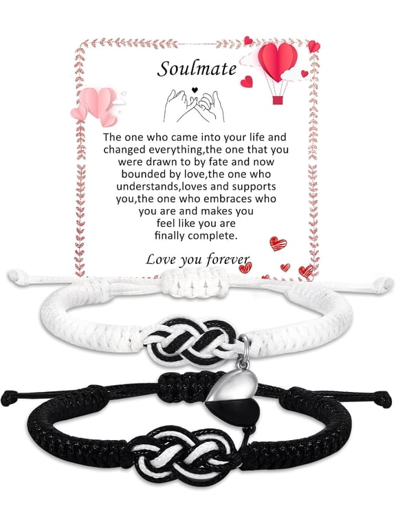Couple Gifts Bracelets Matching Bracelets Adjustable Rope Bracelets for Couples Christmas Anniversary Valentines Gifts for Him Her Boyfriend Girlfriend Lovers Husband Wife