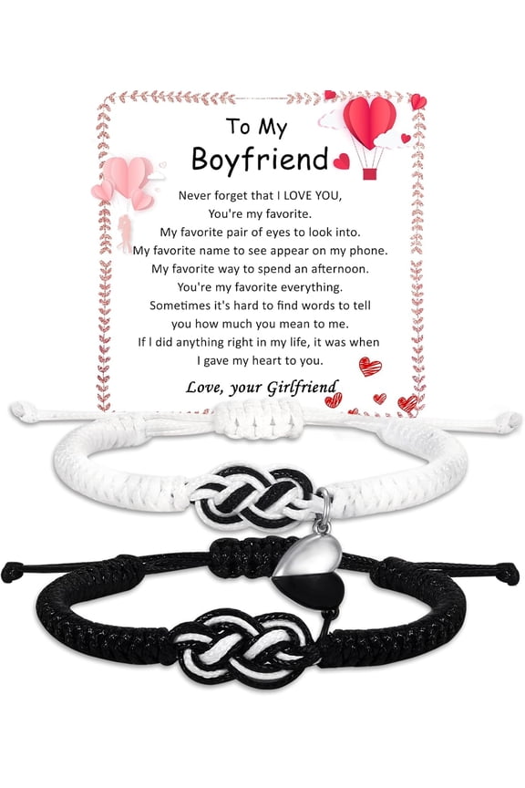 Couple Gifts Bracelets Matching Bracelets Adjustable Rope Bracelets for Couples Christmas Anniversary Valentines Gifts for Him Her Boyfriend Girlfriend Lovers Husband Wife