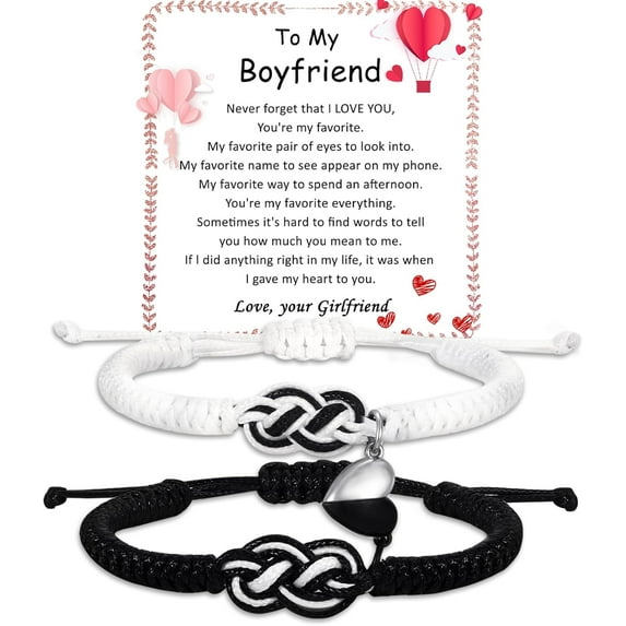 Couple Gifts Bracelets Matching Bracelets Adjustable Rope Bracelets for Couples Christmas Anniversary Valentines Gifts for Him Her Boyfriend Girlfriend Lovers Husband Wife