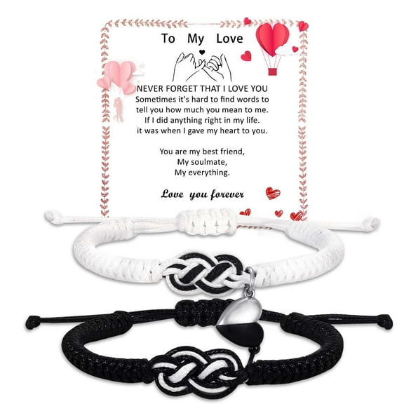 Couple Gifts Bracelets Matching Bracelets Adjustable Rope Bracelets for Couples Christmas Anniversary Valentines Gifts for Him HerBoyfriend Girlfriend Lovers Husband Wife