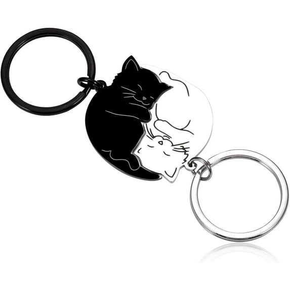 Couple Gifts Keychain Cute Valentine's Day Gifts Christmas Stuffers for Women Him Boyfriend Girlfriend Cat Lover Best Friend Matching Keychains for Couples Husband Wife Fiancée Birthday Small Gifts