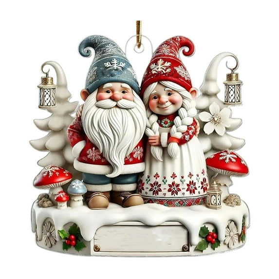 Couple Growing Old Together Since, Gnome Couple Christmas Acrylic Ornament, Old Couple Husband Wife Christmas Anniversary Keepsake