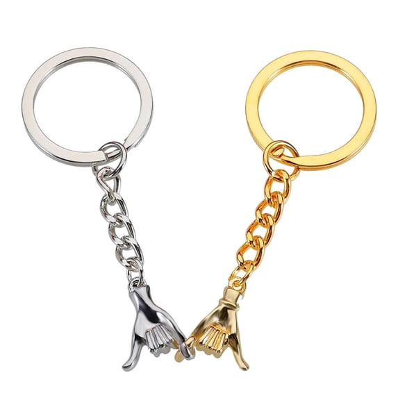Couple Hand Holding Creative Metal Keychains, Silver Pinky Swear Keyring Set for Valentines Day, Matching Key Accessories for Partners, Romantic Gift