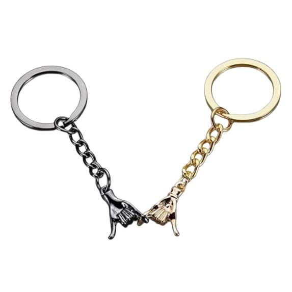 Couple Hand Holding Creative Metal Keychains, Silver Pinky Swear Keyring Set for Valentines Day, Matching Key Accessories for Partners, Romantic Gift