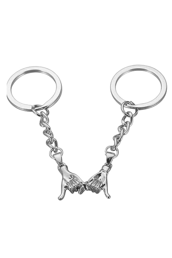 Couple Hand Holding Creative Metal Keychains, Silver Pinky Swear Keyring Set for Valentines Day, Matching Key Accessories for Partners, Romantic Gift