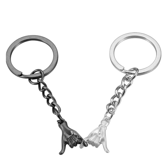 Couple Hand Holding Creative Metal Keychains, Silver Pinky Swear Keyring Set for Valentines Day, Matching Key Accessories for Partners, Romantic Gift