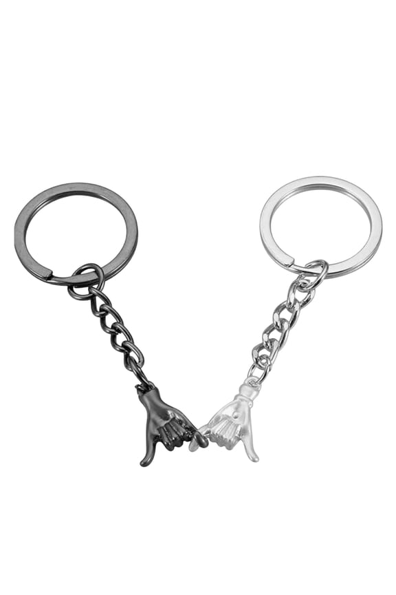 Couple Hand Holding Creative Metal Keychains, Silver Pinky Swear Keyring Set for Valentines Day, Matching Key Accessories for Partners, Romantic Gift