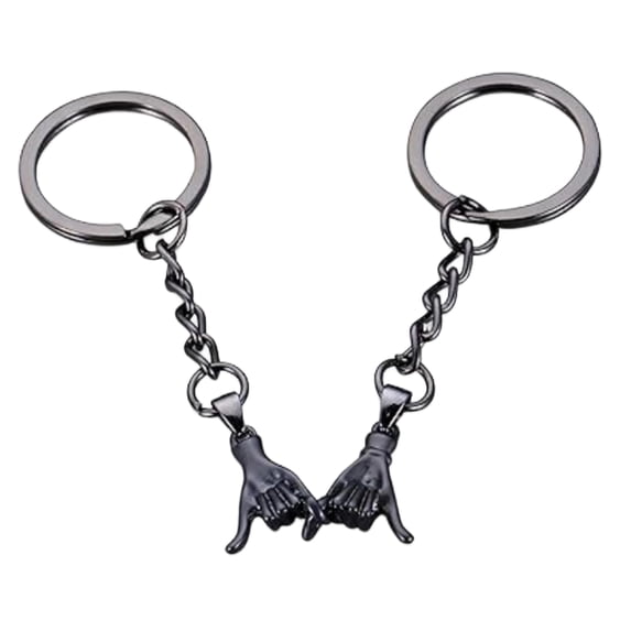 Couple Hand Holding Creative Metal Keychains, Silver Pinky Swear Keyring Set for Valentines Day, Matching Key Accessories for Partners, Romantic Gift