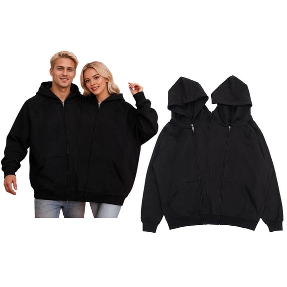Couple Hooded Sweatshirt Two Person Hoodies Long Sleeve Zipper Hoodies With Designs Valentine's Day Hoodies for 2 Peson