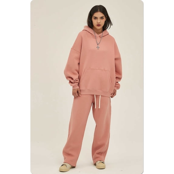 Couple Hoodie Set Matching Oversized Sweatsuit 2 Piece Fall Winter Pullover Loungewear for Men Women