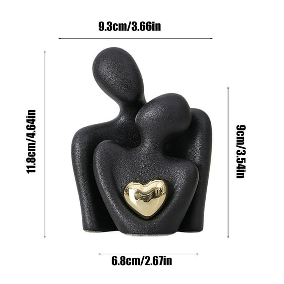 Couple Hug Statue Gold Heart Figurines Abstract Sculpture Home Decor Knick Knacks Bedroom Decor Romantic Gifts for Wedding Valentine Anniversary Birthday