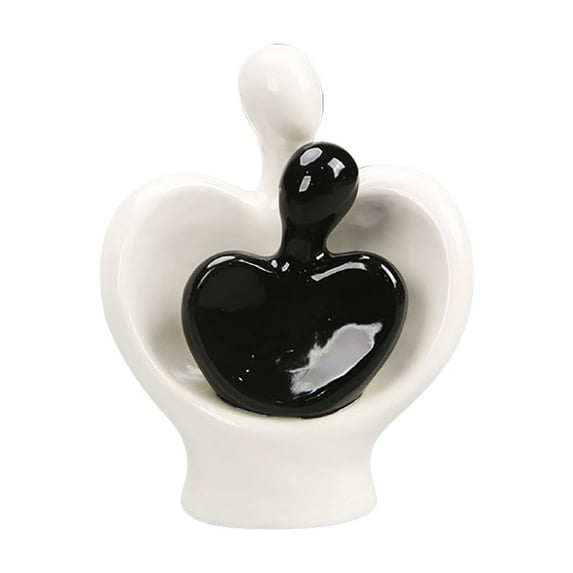 Couple Hugging Ceramic Ornament D Black and White, Hugging Ceramic Couple Statue Lover Figurine Couples Bedroom Elegant Statues Home Decoration for Living Room Bedroom Shelves Table Decor