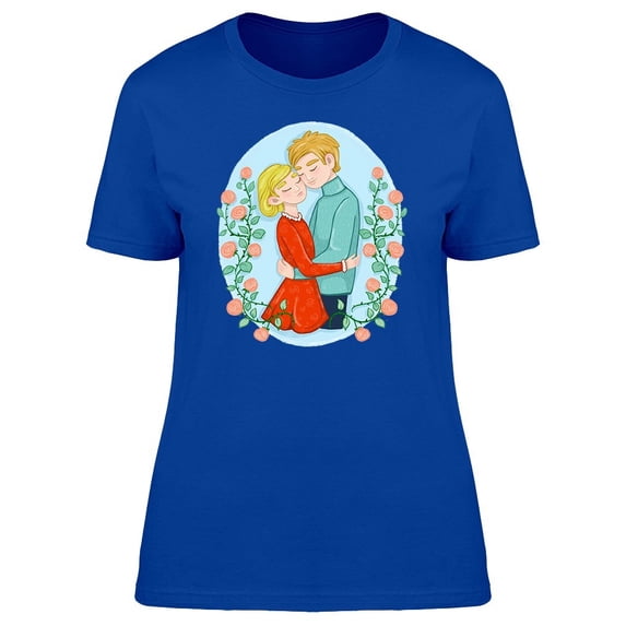 Couple Hugging Flower Frame Tee Women's -Image by Shutterstock