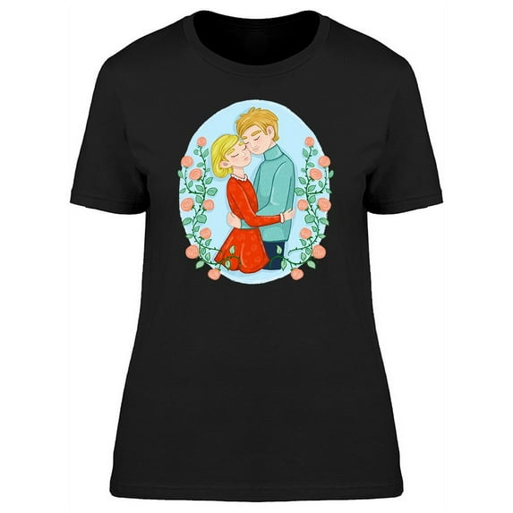 Couple Hugging Flower Frame Tee Women's -Image by Shutterstock