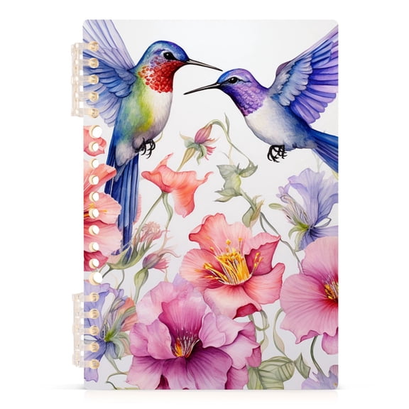 Couple Hummingbird with Flower Spiral Notebooks 60 Sheets 120 Pages A5 Journal Notepad 8.3x5.7 Inch Thick Adjustable College Ruled Paper