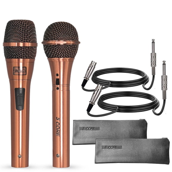 Couple Karaoke Microphone Pair, Dynamic XLR Handheld Mics for Him & Her, Clear Sound with On/Off Switch, Cardioid Pickup, Compatible with Most Audio Systems