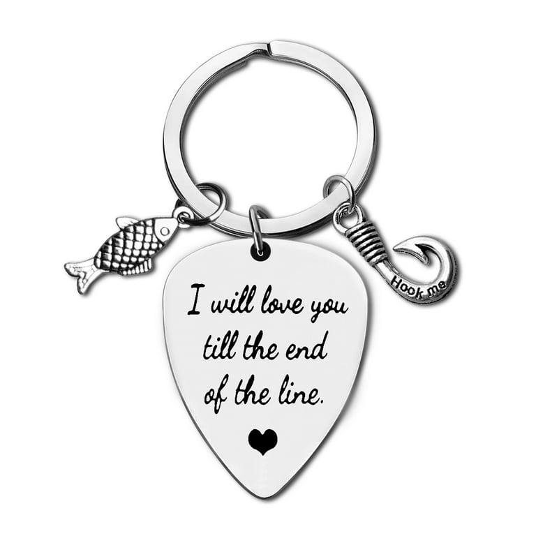 Couple Keychain for Boyfriend Husband Fisherman Gift I'll Love You Till The  End of The Line Keyring Fishing Lures Jewelry Couple Gift for Valentines  Christmas Wedding Anniversary Gift for Him and Her 