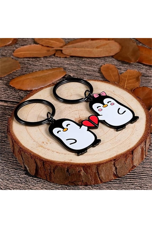 Couple Keychain,Penguin Couple Valentines Day Gift for Him Her Boyfriend Girlfriend Matching Lovers Cute Keychain for Husband Wife One Year Anniversary Birthday Wedding Best Friend