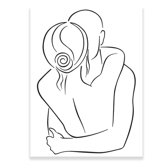 Couple Line Art - Kissing Couple Print - Lovers Hug Line Drawing - Couple Poster Romantic Decor Line Drawing Wall Art Hand Art - Minimalist Wall Art -Gifts For Man And Woman